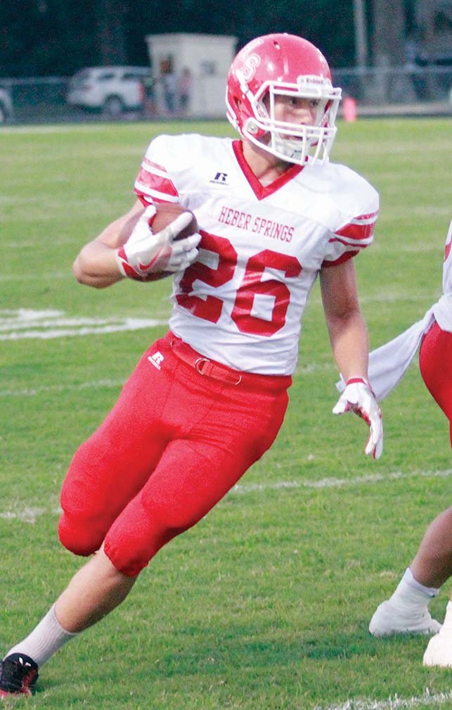 Heber Springs football player Jacob Bremmon carries the ball during action at Lonoke in 2016. Bremmon, who was a defesnive back and wide receiver for the Panthers, is the 2017 River Valley & Ozark Edition Defensive Player of the Year. 