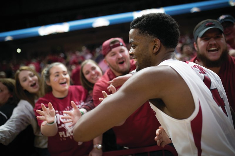 NWA Democrat-Gazette/Charlie Kaijo STARTER MINUTES: Arkansas senior guard Daryl Macon started on the bench for the fourth time in five games Saturday, but led the Razorbacks with 22 points in 32 minutes of a 66-65 home win over the Oklahoma State Cowboys.