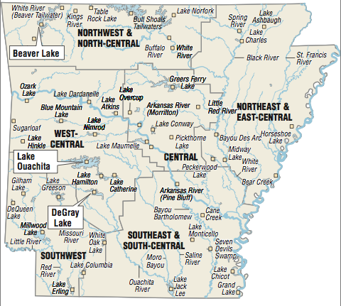 Lake Degray Fishing Map Fishing Hot Spots