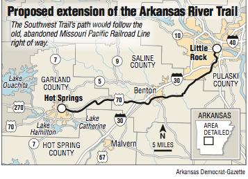 A map showing the proposed extension of the Arkansas River Trail 