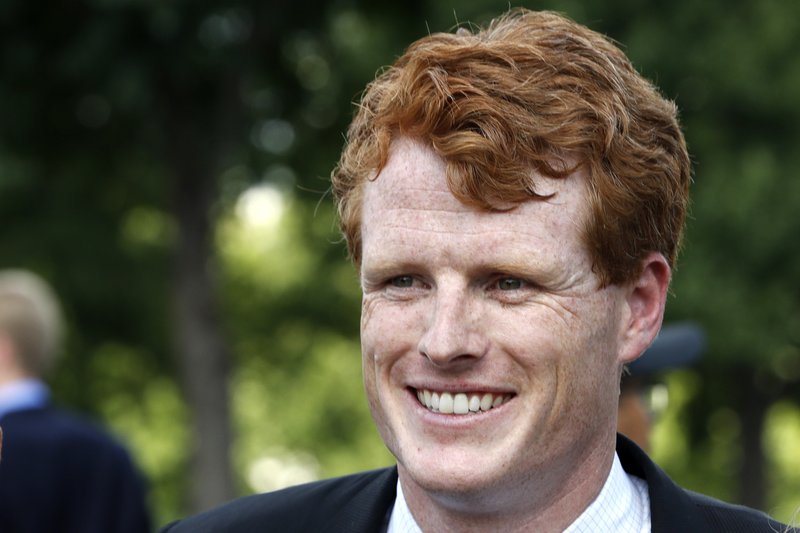 FILE - In this July 26, 2017, file photo, Rep. Joe Kennedy (grandson of Robert F. Kennedy), D-Mass., smiles on Capitol Hill in Washington.