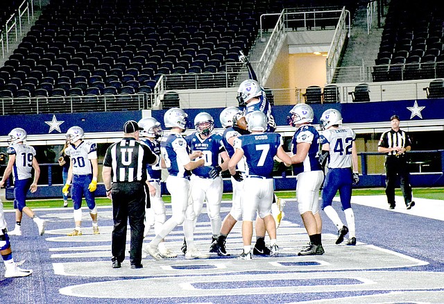 Photo Submitted Cole DelosSantos scores a touchdown for the Blue during the third quarter of the Blue-Grey All-American Bowl Game.