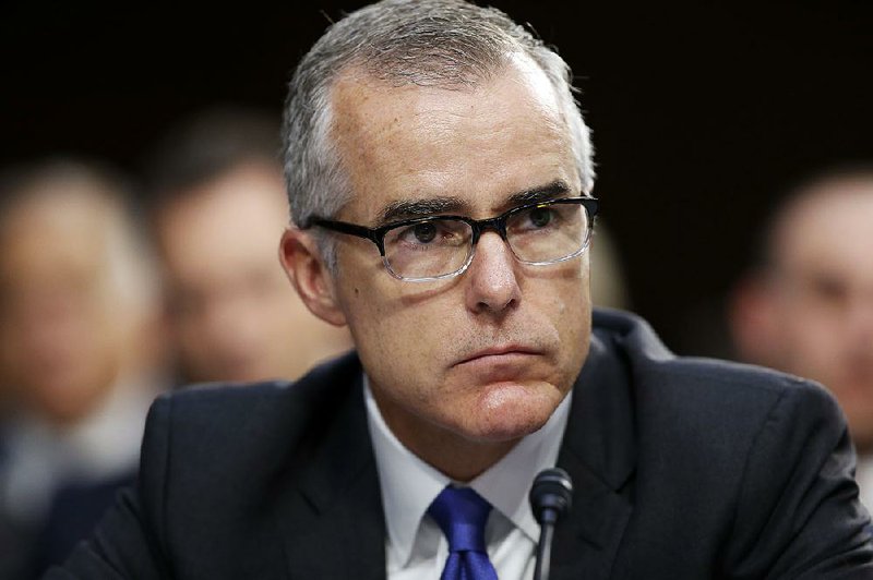 In this June 7, 2017, file photo, former FBI acting director Andrew McCabe listens during a Senate Intelligence Committee hearing about the Foreign Intelligence Surveillance Act, on Capitol Hill in Washington. 