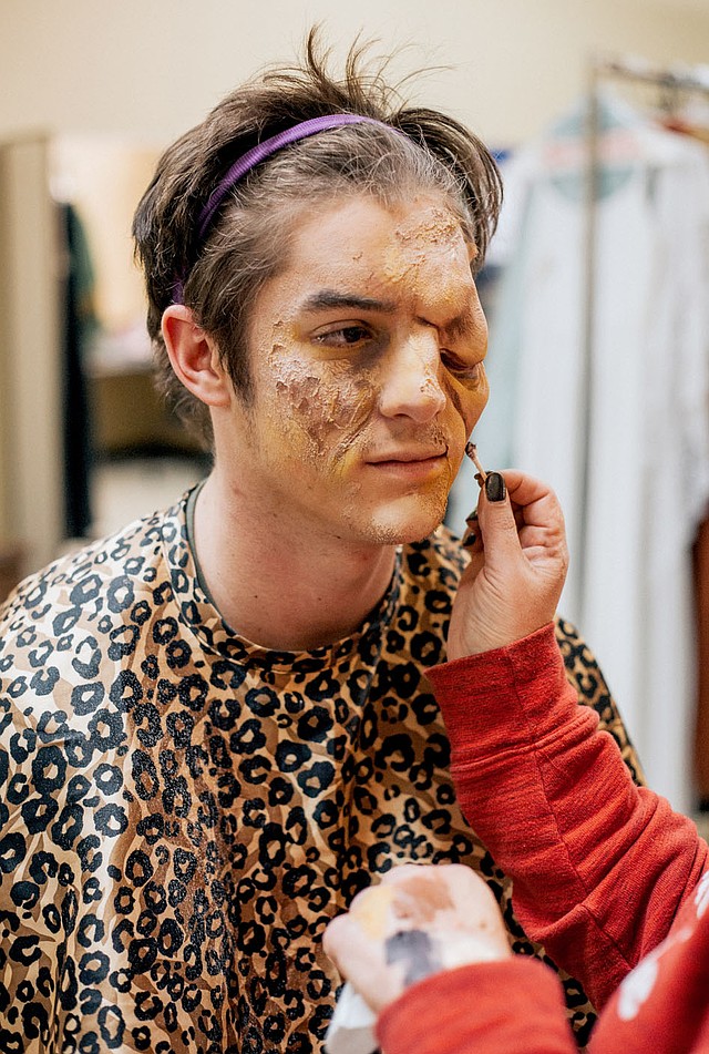 Photo submitted Lead actor Josiah Comoama, junior Christian ministry and formation major, transforms into Quasimodo, the pitiable but good-hearted bell-ringer of Notre Dame Cathedral, in John Brown University's presentation of "The Hunchback of Notre Dame." Performances are scheduled at 7:30 p.m. Feb. 16, Feb. 23 and Feb. 24, and at 1 p.m. Feb. 17 in the Berry Performing Arts Center.