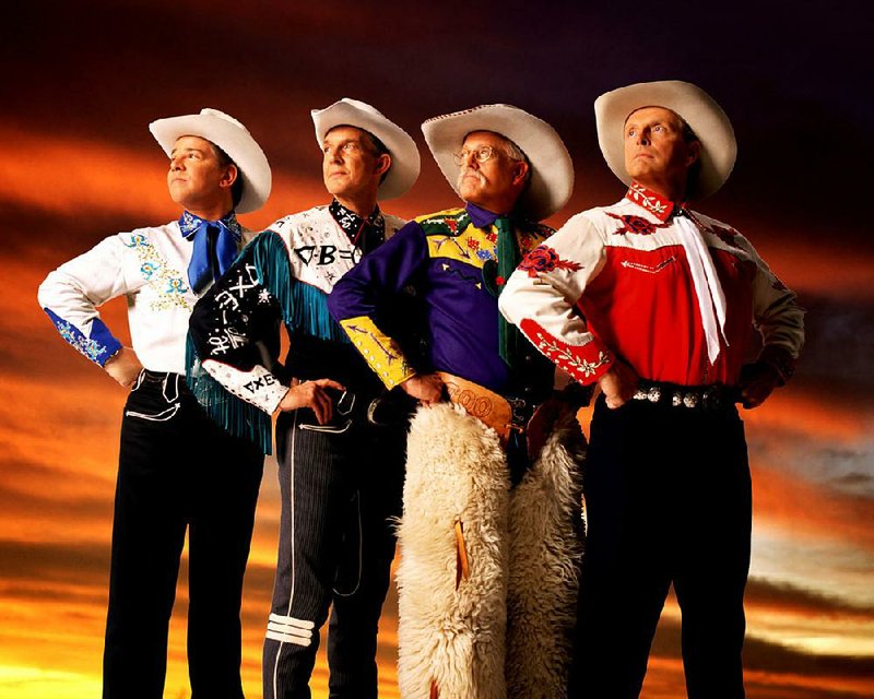 Riders in the Sky — Joey the Cowpolka King (from left), Woody Paul, Too Slim, and Ranger Doug — bring their “Comedy and Western” show tonight to Fowler Arena in Jonesboro.
