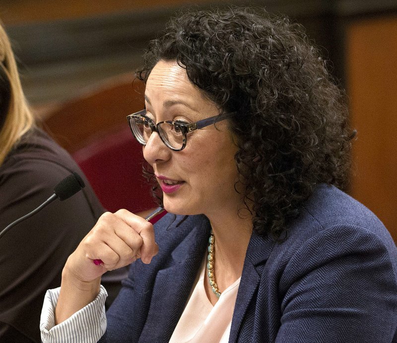 In this June 22, 2016 file photo, Assemblywoman Cristina Garcia, D- Bell Gardens, speaks at the Capitol in Sacramento, Calif. Garcia, the head of California's legislative women's caucus and a leading figure in the anti-sexual harassment movement is herself the subject of a sexual misconduct claim, Politico reported Thursday, Feb. 8, 2018. 