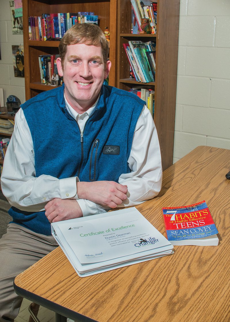 Bryant Middle School teacher Dustin Dearman has been nominated for the 2017-2018 LifeChanger of the Year award, sponsored by the National Life Group Foundation. Now in his fourth year of teaching at the school, Dearman helped start an advisory program based on the book The 7 Habits of Highly Effective Teens, by Sean Covey.