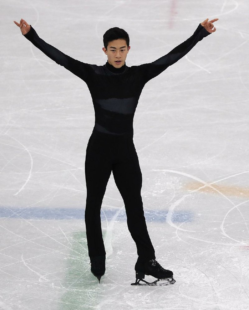 United States' Nathan Chen performs in the men's single short program team event at the 2018 Winter Olympics in Gangneung, South Korea, Friday, Feb. 9, 2018. 