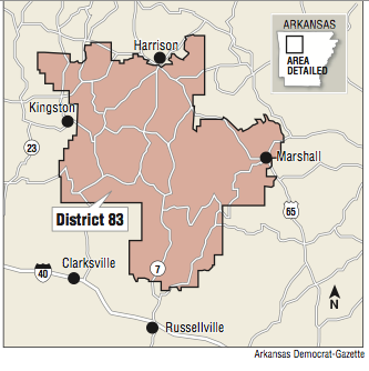 A map showing the location of District 83