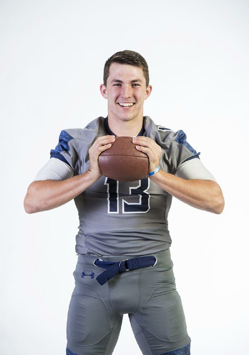 NWA Democrat-Gazette/BEN GOFF @NWABENGOFF
Connor Noland, Greenwood quarterback, poses for a photo Thursday, Dec. 7, 2017, in the NWA Democrat-Gazette studio in Springdale. 