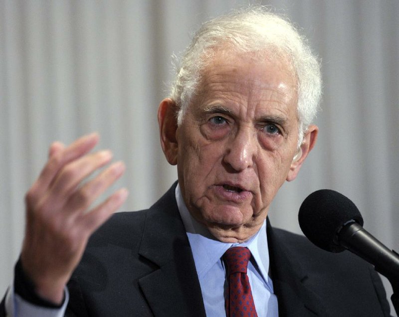 In this photo taken Dec. 16, 2010, Vietnam-era whistleblower Daniel Ellsberg speaks at a National Press Club news conference in Washington about the disclosure to WikiLeaks of classified documents.