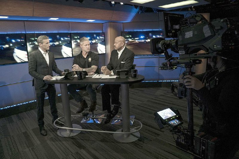 A&E’s Live PD is hosted by Dan Abrams (left) with commentary from Sean “Sticks” Larkin (middle) and Tom Morris Jr.
