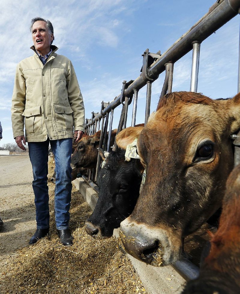 Mitt Romney tours a dairy farm Friday in Ogden, Utah. “Utah has a lot to teach the politicians in Washington,” Romney said in his online announcement of his candidacy for a Utah U.S. Senate seat.   