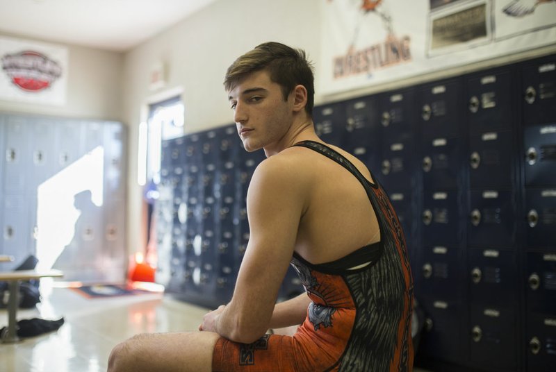 NWA Democrat-Gazette/CHARLIE KAIJO Rogers Heritage senior Chance McCrary will try to win his second straight state wrestling title this weekend.