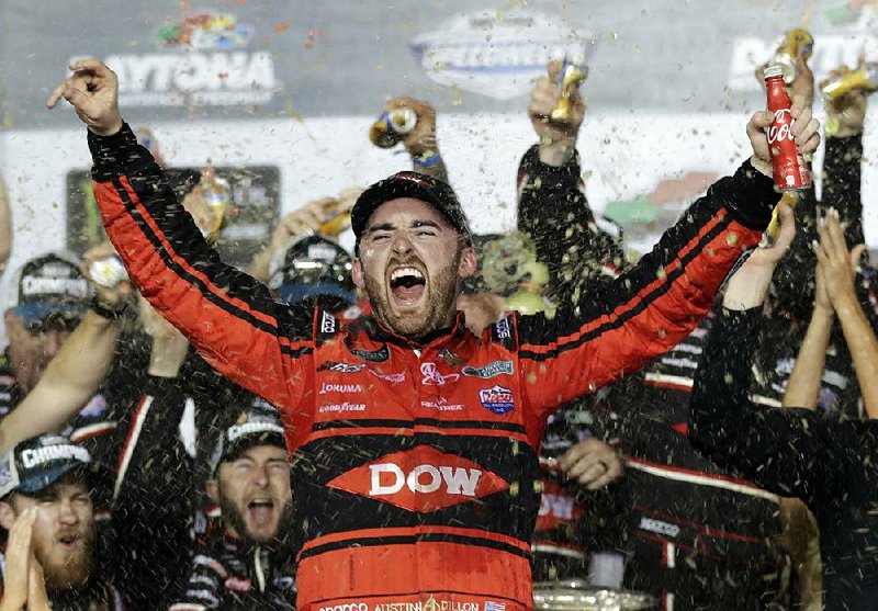 Austin Dillon celebrates in Victory Lane after winning the Daytona 500 on Sunday at Daytona International Speedway in Daytona Beach, Fla. Dillon won the race driving the No. 3 Chevrolet that racing legend Dale Earnhardt piloted for most of his career.