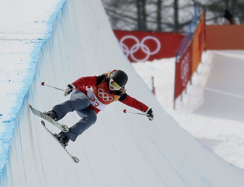 Elizabeth Marian Swaney, of Hungary, runs the course during the women's halfpipe qualifying at Phoenix Snow Park at the 2018 Winter Olympics in Pyeongchang, South Korea, Monday, Feb. 19, 2018. (AP Photo/Kin Cheung)