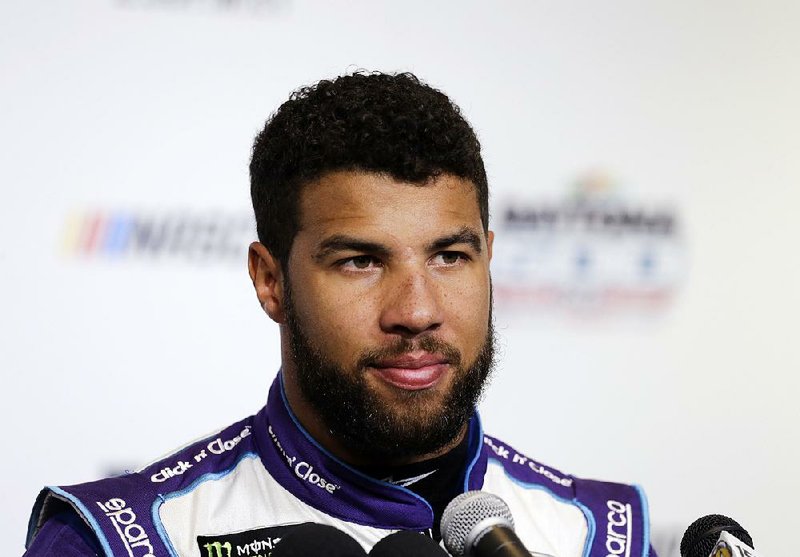 Darrell Wallace Jr during media day for the NASCAR Daytona 500 auto race at Daytona International Speedway, Wednesday, Feb. 14, 2018, in Daytona Beach, Fla. 