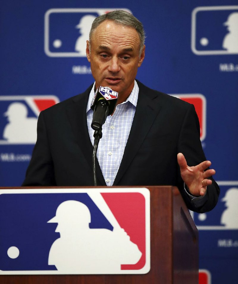 Major League Baseball Commissioner Rob Manfred, one day after imposing stricter limits on mound visits, said he sees pace of play issues as “a fan friendly issue.” 