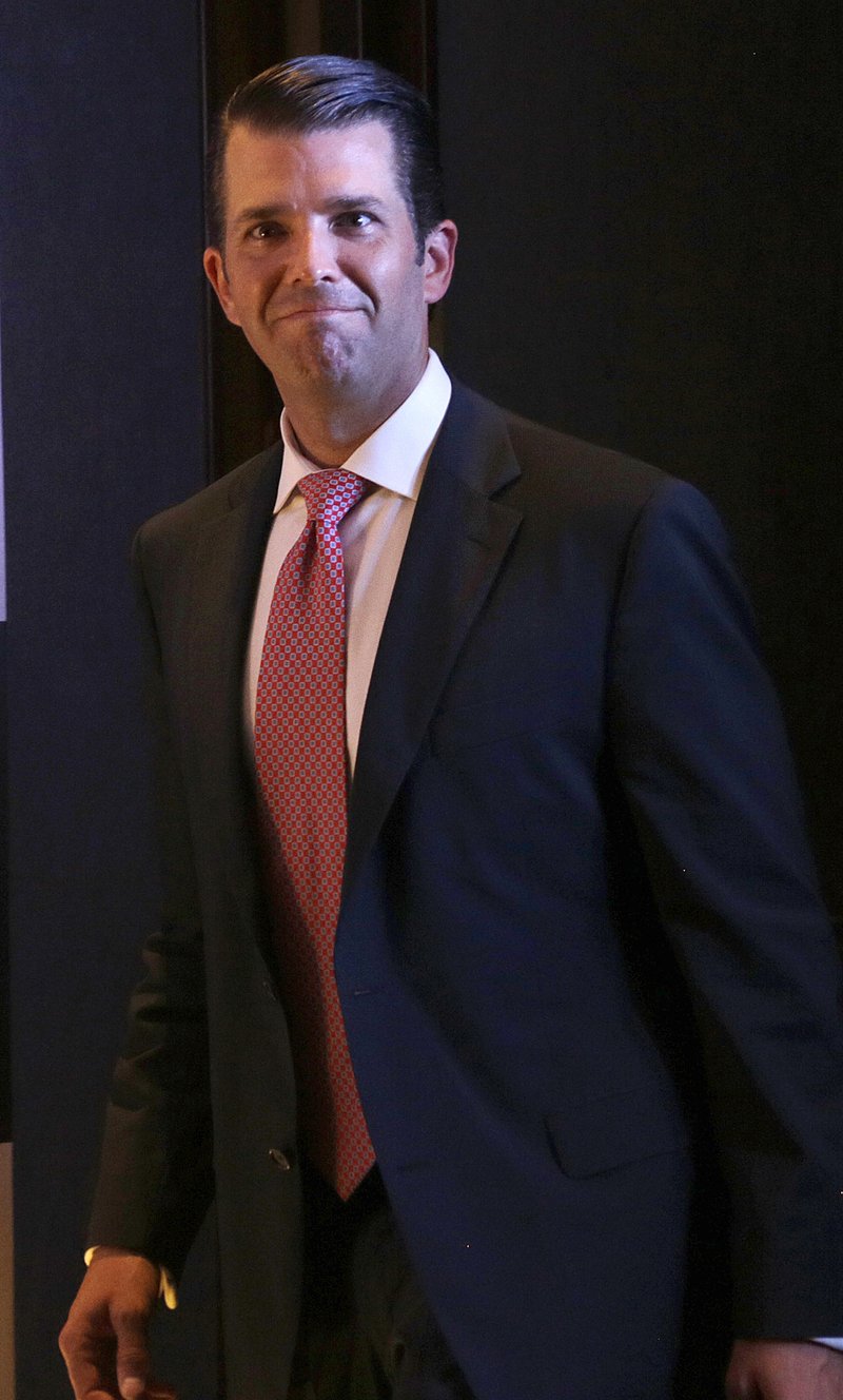 Donald Trump Jr. arrives for a meeting in Kolkata, India, Wednesday, Feb. 21, 2018. The eldest son of U.S. President Donald Trump has arrived in India to help sell luxury apartments and lavish attention on wealthy Indians who have already bought units in a string of Trump-branded developments. (AP Photo/Bikas Das)