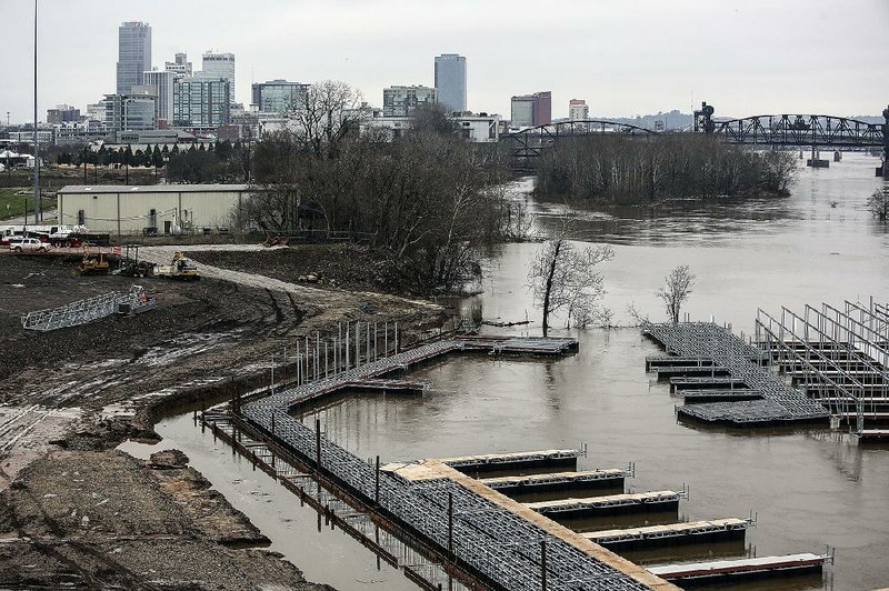 The bank of the Arkansas River in downtown Little Rock, photographed in February 2018, is the future home of Rock City Yacht Club. The project has been years in the making.