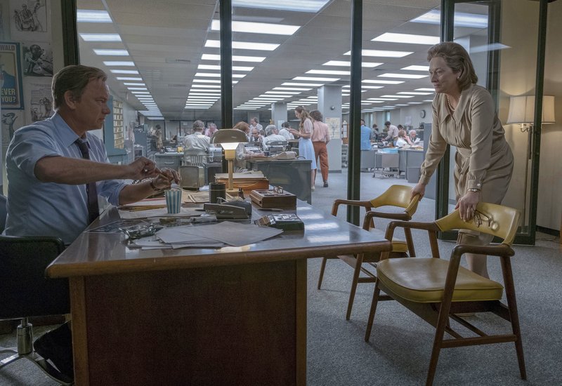 In this image released by 20th Century Fox, Tom Hanks portrays Ben Bradlee, left, and Meryl Streep portrays Katharine Graham in a scene from "The Post." The film is nominated for an Oscar for best picture. The 90th Oscars will air live on ABC on Sunday, March 4. 