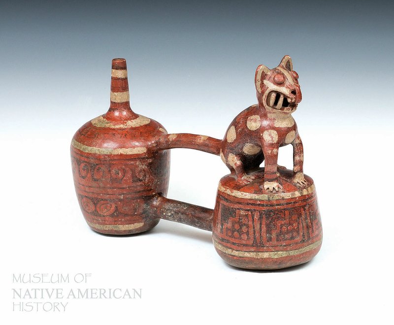 RECENT ACQUISITIONS — Ten artifacts from the Pre-Columbian period, including this jaguar effigy “whistle” vessel from the Vicus culture, Peru, Museum of Native American History in Bentonville. Open 9 a.m.-5 p.m. Monday-Saturday at 202 S.W. O St. Free. 273-2456.