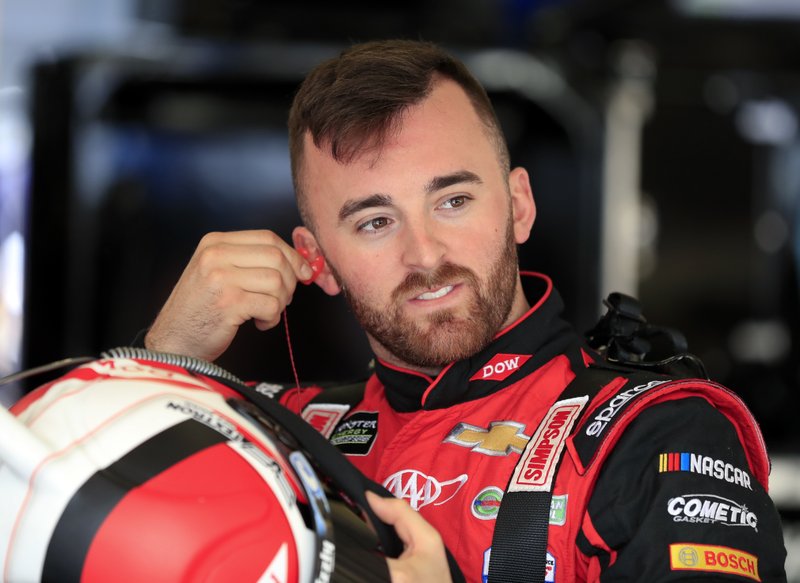 NASCAR Cup Series driver Austin Dillon (3) gets ready to practice for Sunday's NSCAR Cup series auto race at Atlanta Motor Speedway in Hampton, Ga., on Saturday, Feb. 24, 2018. (AP Photo/Paul Abell)