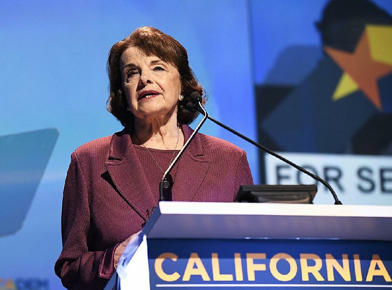 Sen. Dianne Feinstein, D-Calif., speaks at the state Democratic Party’s annual convention Saturday in San Diego.