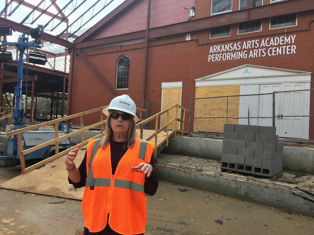 Arkansas Arts Academy students work amid construction