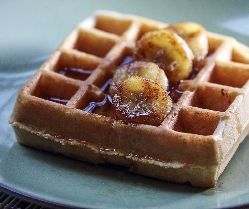 Cornmeal Waffles With Bananas in Bourbon-Maple Syrup