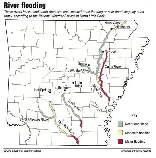 12 Arkansas counties declare emergencies because of flooding; February