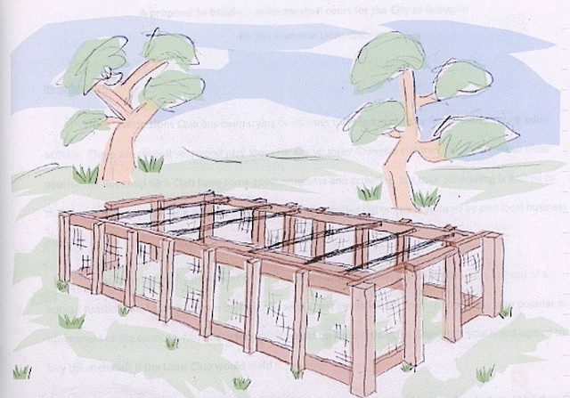 Artist's sketch of proposed human foosball court