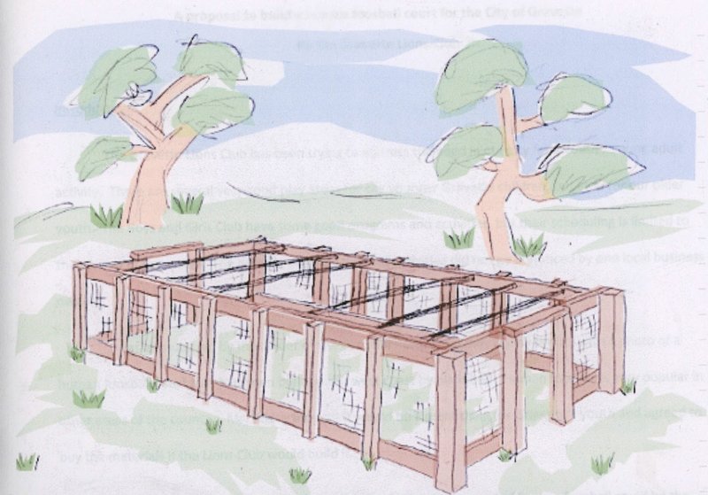 Artist's sketch of proposed human foosball court