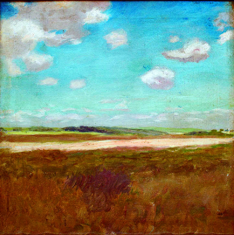 Kate Freeman Clark’s oil on canvas My First Sky, Shinnecock, hangs in the lower level gallery at the University of Arkansas at Little Rock’s recently opened Windgate Art + Design Center.