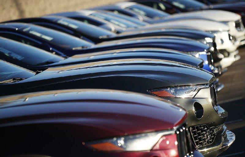 A line of unsold 2017 and 2018 Maserati Levantes sits on a dealer’s lot in Highlands Ranch, Colo., in January. Most U.S. automakers on Thursday reported February sales that missed expectations. 