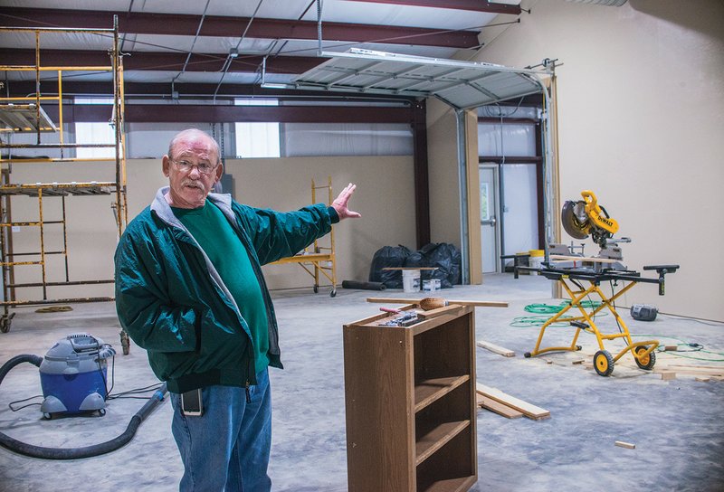 Bobby Hargis, director of Cleburne County Cares, talks about the 6,000-square-foot building under construction in Heber Springs. The food pantry and offices will be housed in the new facility, adjacent to the organization’s current thrift store and pantry. Hargis said the pantry will be closed the week of March 19 to move to the new building. The plan is to remodel the thrift store, he said.