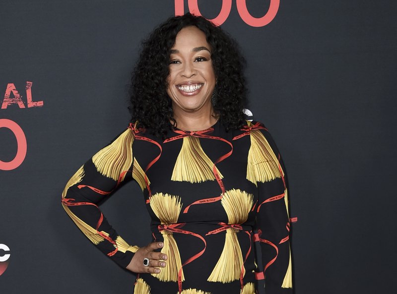  In this April 8, 2017, file photo, Shonda Rhimes attends the "Scandal" 100th Episode Celebration at Fig & Olive in West Hollywood, Calif. The organizers of Time's Up say the movement to eradicate discrimination in the workplace will have a presence at Sunday's Oscar show, but has no plans for a red-carpet dress code. Rhimes, Ava DuVernay, actresses Laura Dern and Tessa Thompson, producer Katie McGrath and attorney Nina Shaw talked about the movement's progress and next steps with a small group of reporters Thursday, March 1. 