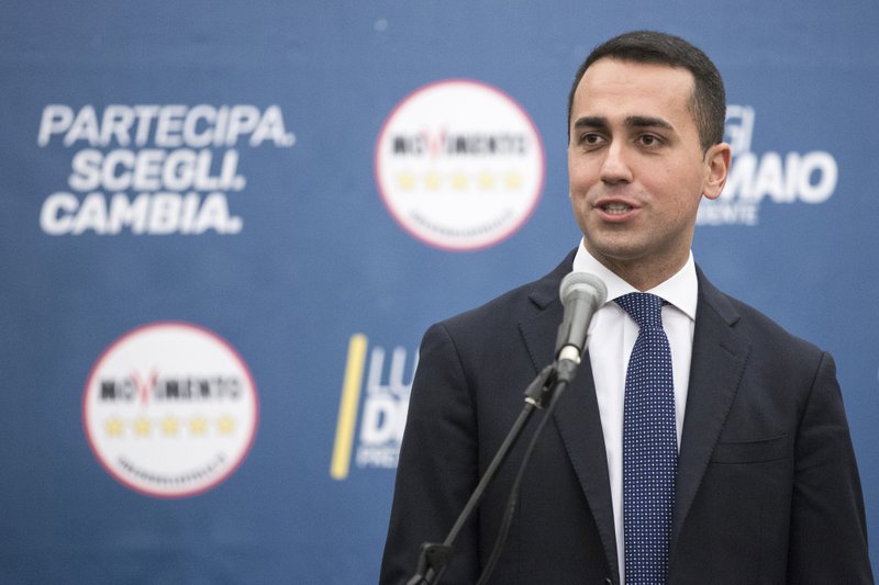 Luigi Di Maio, leader of Italy's anti-establishment Five Star Movement, speaks during a news conference in Rome on March 5, 2018. MUST CREDIT: Alessia Pierdomenico/Bloomberg