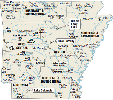 Lake Conway Fishing Map Fishing Hot Spots