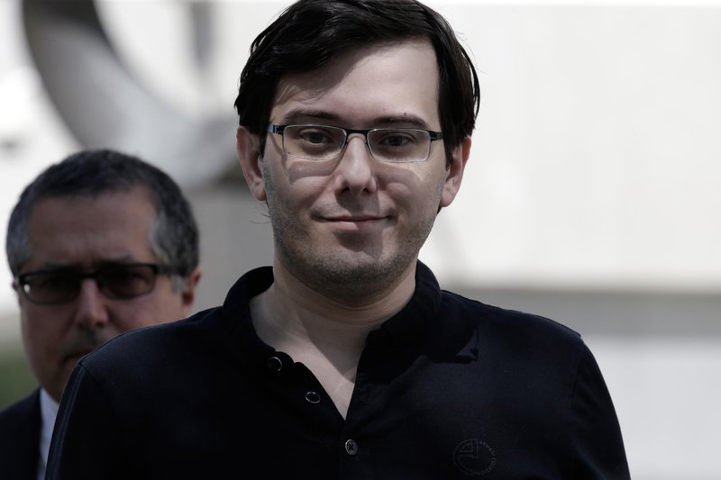 Martin Shkreli, former chief executive officer of Turing Pharmaceuticals, exits federal court in the Brooklyn borough of New York, on Aug. 4, 2017.