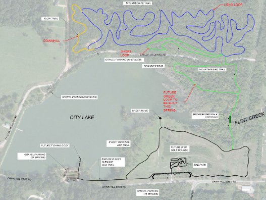 Courtesy image
A map of mountain bike trails and other improvement plans the city is working on in hopes of increasing outdoor activity at City Lake.