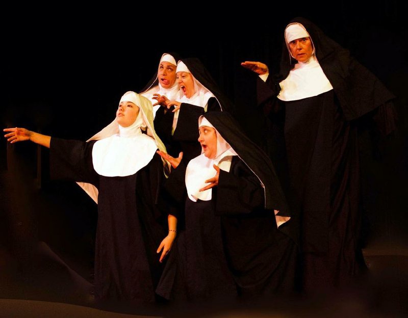 The cast of Nunsense at the Lyric Theater in Harrison: (from left) Serena Bolonsky, Lisa Johnson, Jeanie Hunt, Karen McKaig and Ann Lemley.
