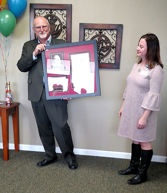 Courtesy photo Paul G. Taylor, who serves as chief executive officer of the OCH Health System, accepts an award honoring his efforts to help the &#x201c;working poor&#x201d; and underserved who need healthcare in southwest Missouri. Taylor was recently recognized as Missouri&#x2019;s Rural Health Champion for 2017.