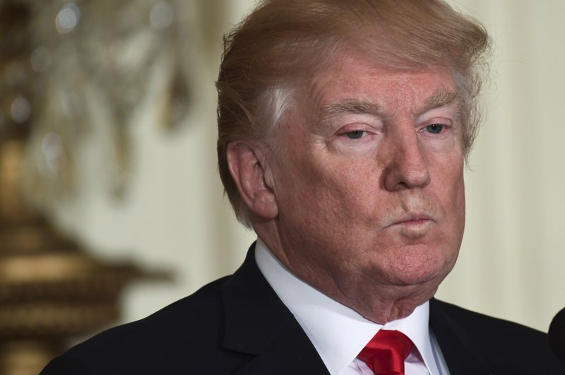 President Donald Trump listens as Swedish Prime Minister Stefan Lofven speaks during a news conference in the East Room of the White House in Washington, Tuesday, March 6, 2018. (AP Photo/Susan Walsh)