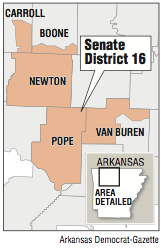 A map showing the location of Senate District 16