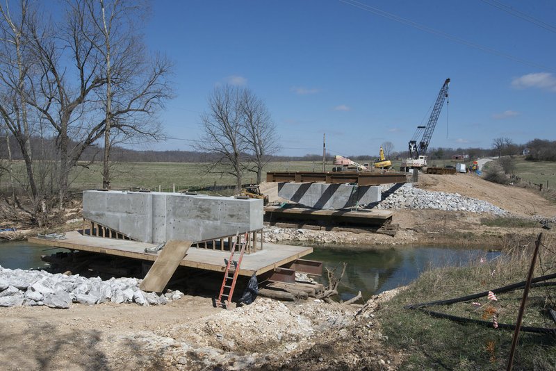 Work continues Wednesday on Wildcat Creek Bridge on Old Highway 68 in Benton County. Benton County has several major bridge projects in the works. Replacement of Spanker Creek Bridge and Wagon Wheel Road Bridge are soon to follow.