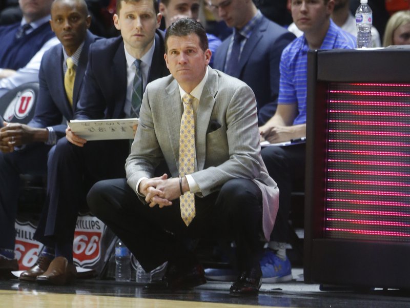 FILE - In this Feb. 22, 2018, file photo, UCLA coach Steve Alford watches the first half of an NCAA college basketball game against Utah in Salt Lake City. Alford, who has led the Bruins to the NCAA Tournament for the fourth time in five seasons, said he was surprised they were picked last and were sent to Dayton. (AP Photo/Rick Bowmer, File)