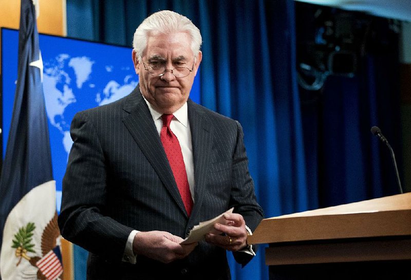 “We disagreed on things,” Secretary of State Rex Tillerson said of President Donald Trump during a farewell news conference Tuesday at the State Department.