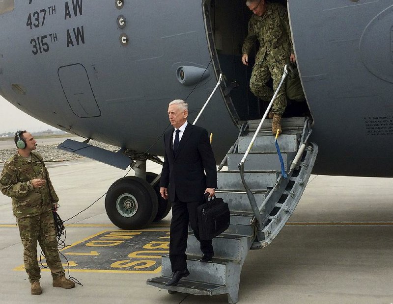 U.S. Defense Secretary James Mattis arrives Tuesday in Kabul, Afghanistan. He said he believes victory in Afghanistan is a matter of dealing with Taliban members who are tired of fighting.