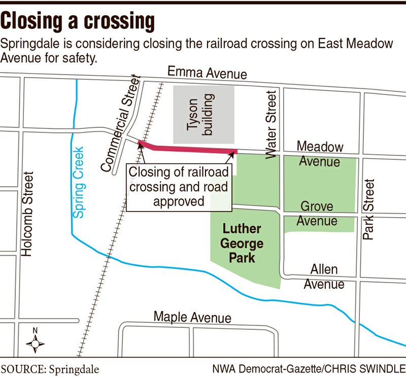 A map showing the location of the railroad crossing on East Meadow being considered for closure 